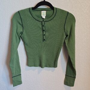 Title nine Green Ribbed Fitted Blouse